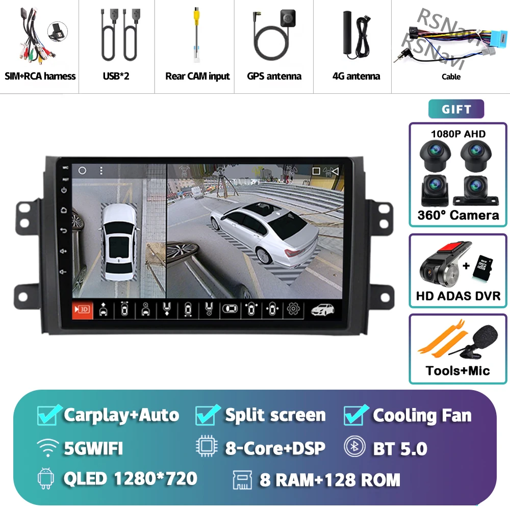 Android 15 Carplay Autoradio Multimedia Voor Suzuki SX4 SX 4 2006-2013 Head Unit BT GPS video DVD DSP Speler Autoradio Stereo