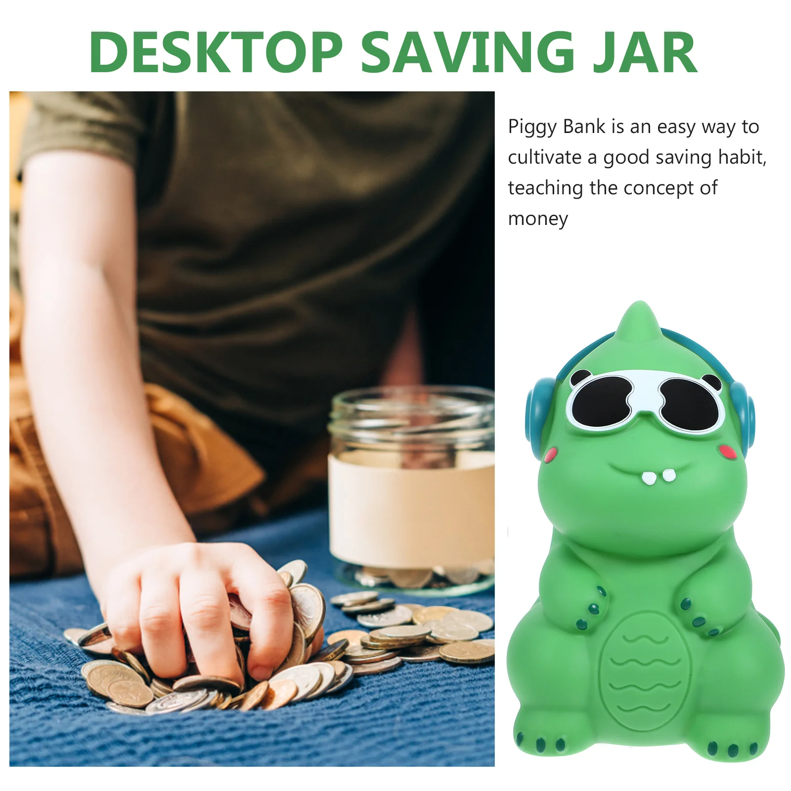 Vinyl-Dinosaurier-Sparschwein für Kinder, Münzbank für Bargeld, niedliche Spardose für Mädchen und Jungen, Kinderspardose mit bezauberndem Design, Haushalt