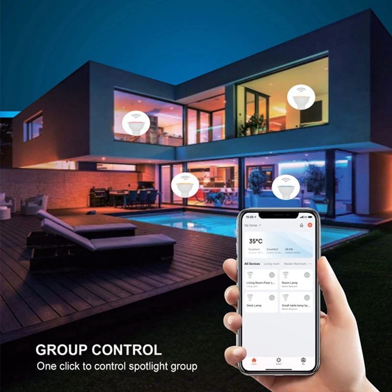 AB09-Tuya Wi-Fi GU10 Умная светодиодная лампа с регулируемой яркостью 6 Вт 220 В Smart Life App Control Прожекторная лампа работает с Alexa Google