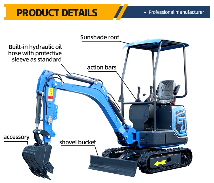 Mikrobagger 1,2 Tonnen Hydraulischer Minibagger Raupenbagger Kompaktmaschine CE EPA Euro 5 Kleine Baumaschine – Detail 3