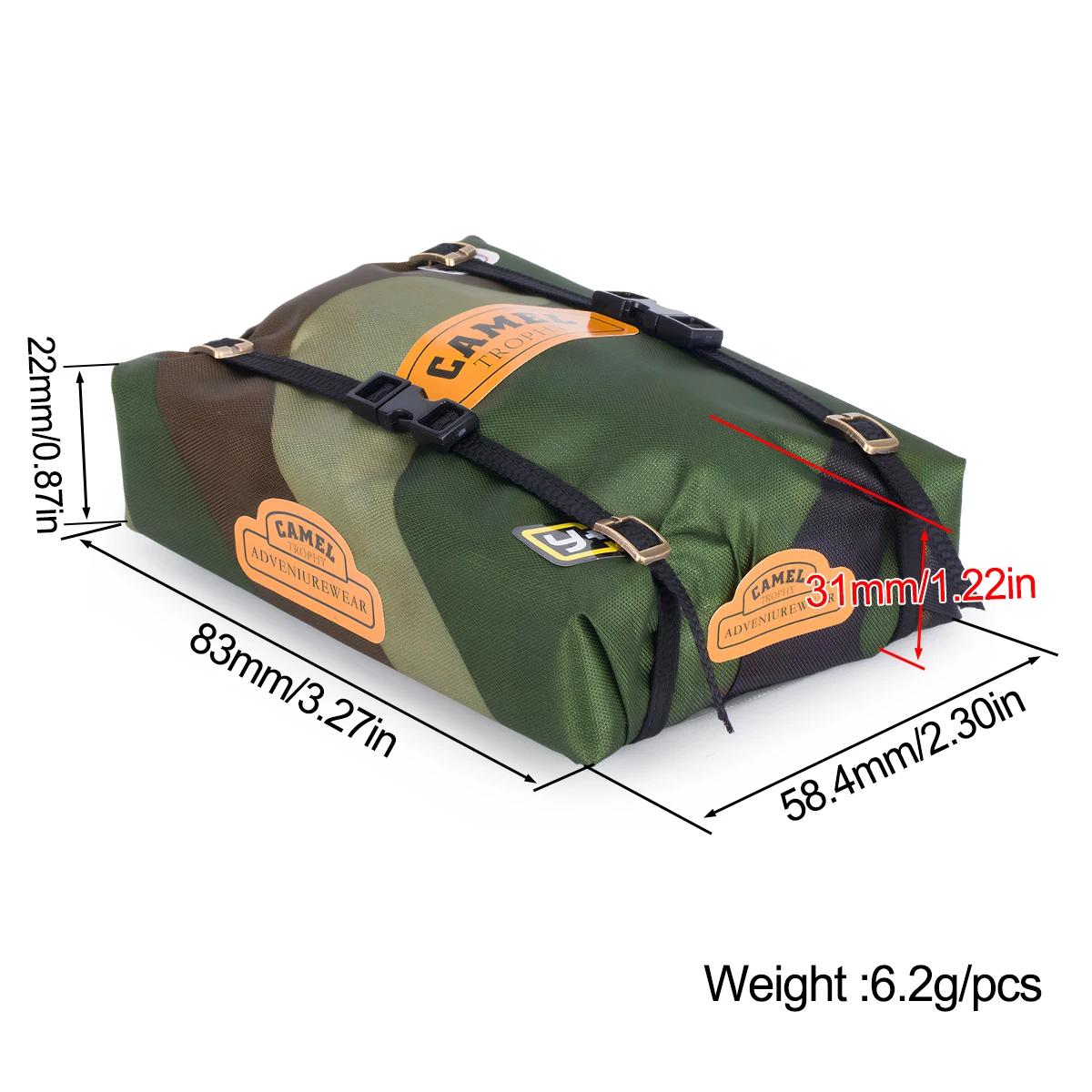 1Pcs RC Simulated Tent Bag Roof Luggage Decorate for 1/18 1/24 RC Crawler TRX4M Bronco Defender SCX24