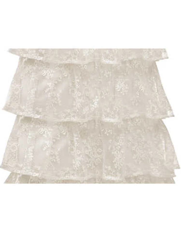 Gonna da donna Ballet Core Midi Gonna a trapezio Ruffle Pizzo Francese Vintage Estetica Anni 2000 Party Coquette Y2k Design Moda coreana