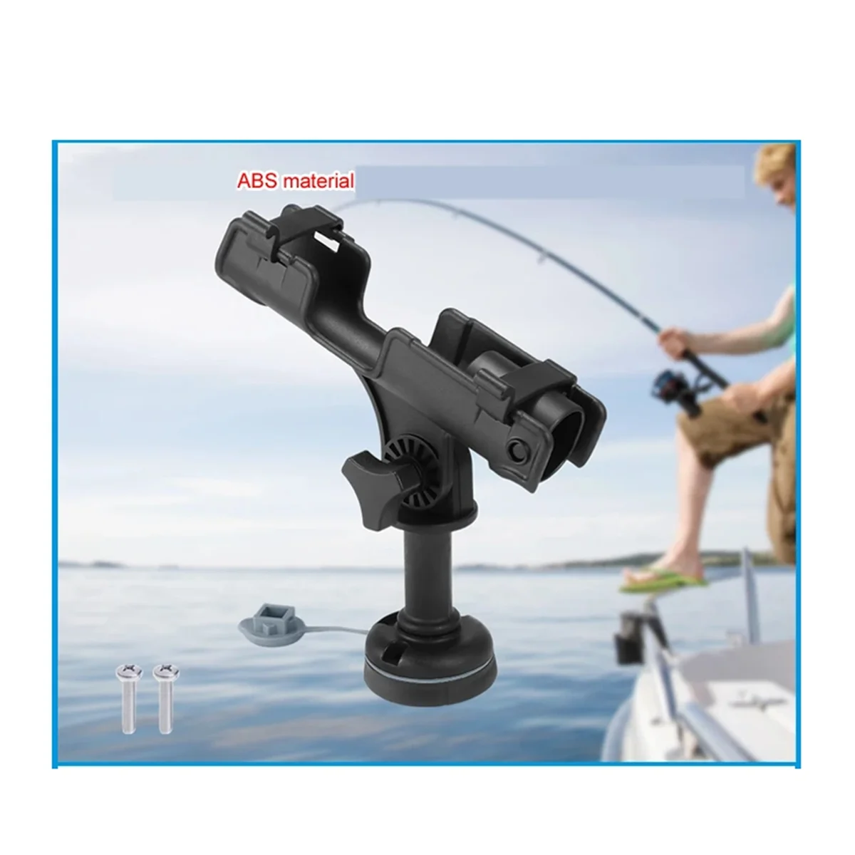 M87K Kayak Fishing Rod Holder Universal Fit Kit 360-Degree Adjustment Canoe Draft Fishing Boat Powerlock Rod Holder Black