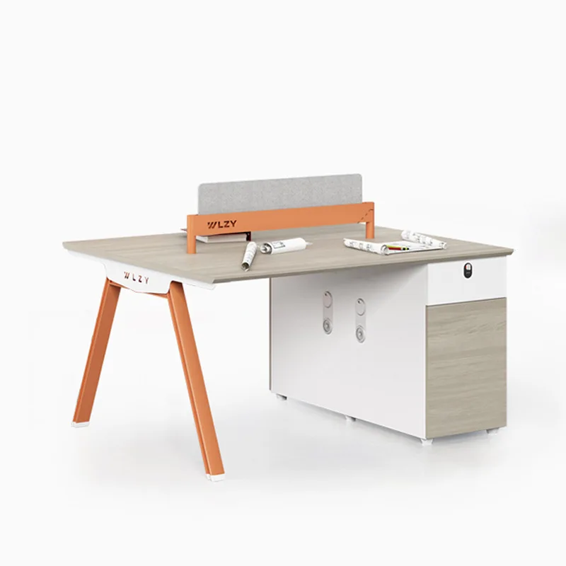 

Factory straight hair desk simple wooden staff table multi-person with screen partition office furniture