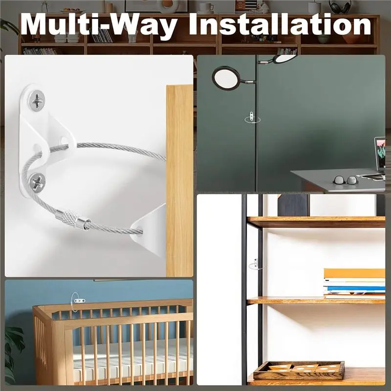 Ancrages de meubles en métal Anti-basculement pour bébé, sangles de meubles pour enfants, pour armoire, armoire, tiroirs, commode, AEE4-10 pièces