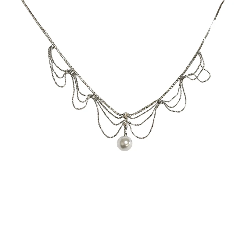 

Atmosphere Diamond-encrusted Pearl Necklace Light Luxury Premium Celebrity Temperament Multi-layer Clavicle Chain