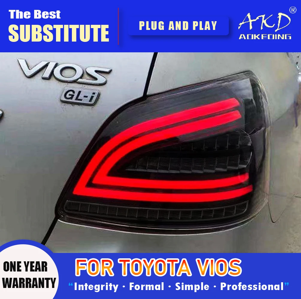 AKD Tail Lamp for Toyota Vios LED Tail Light 2008-2013 Vios Rear Fog Brake Turn Signal Automotive Accessories