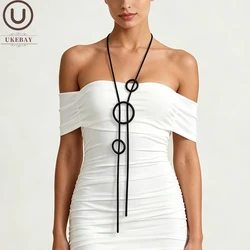 UKEBAY New Round Pendant Necklace Handmade Rubber Bohemian Fashion Jewelry Lightweight Party Clothing Matching Necklace