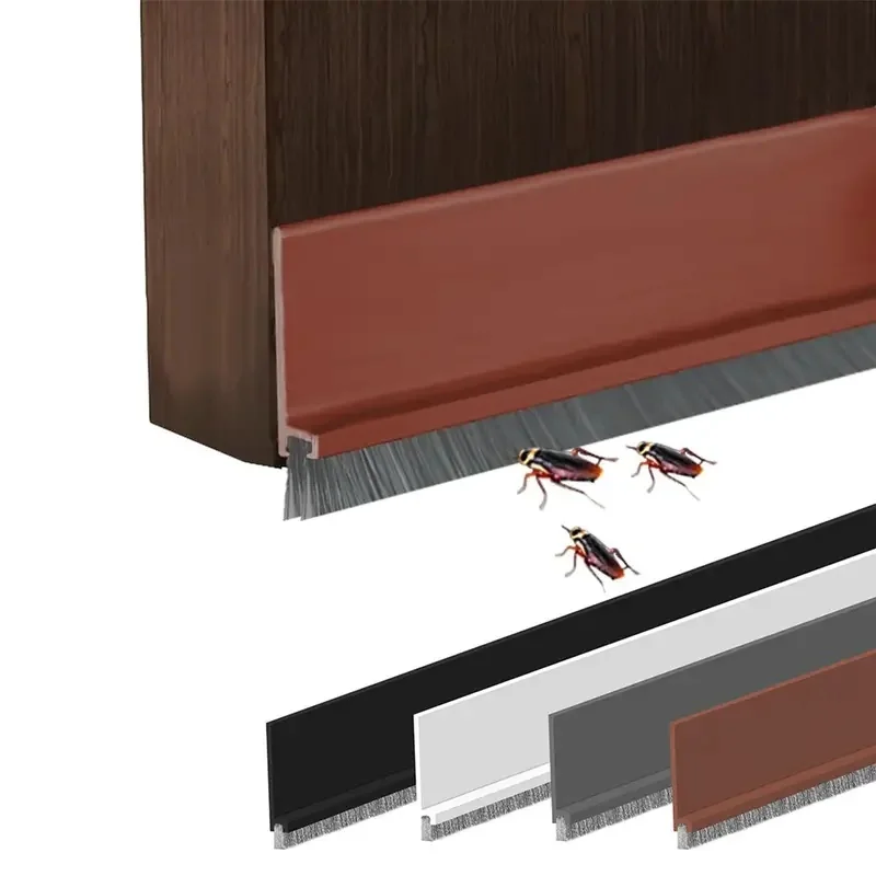 1pc 100CM Brush Seal Strip Door Bottom Seal Strip Insectproof Soundproof Door Bottom Seal Strip Door Stop Self-adhesive Strip