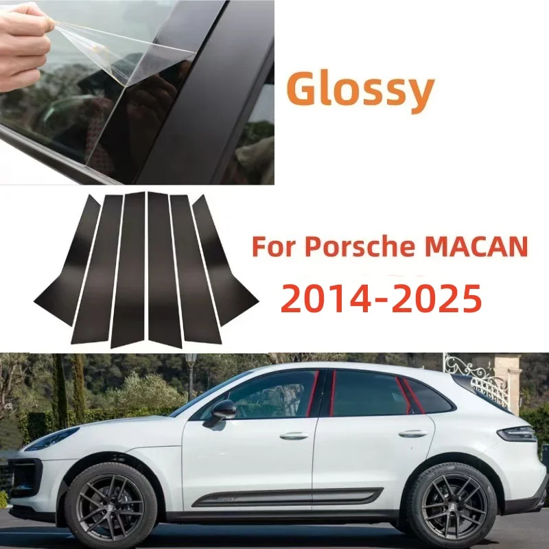 

Car Door Window Middle Column Trim Protection PC Black Strip Decoration Sticker for Porsche Macan 2014-2018 2019 2020 -2025