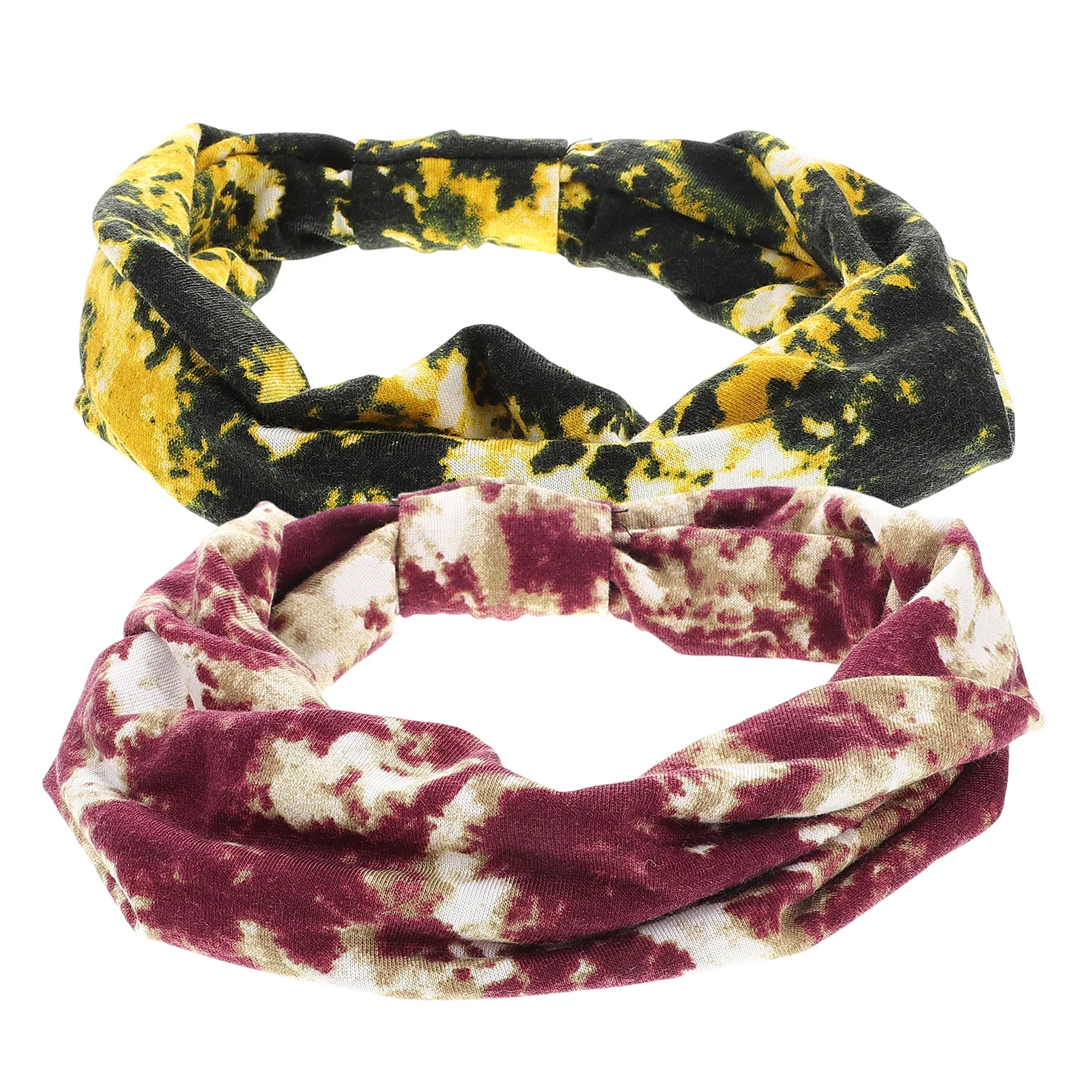 

2Pcs Yoga Headb Women Tie Dye Sweatb s Elastic Boho Turban Workout Accessories Polyester Fitness Shaping Sports Head Tie head