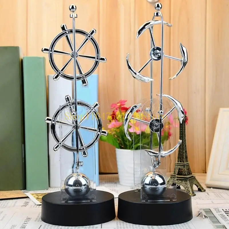 Metal and Plastic Double-Swinging Chaotic Desk Sculpture Electric Forever Motion Toy Balance Pendulum Balls top sale