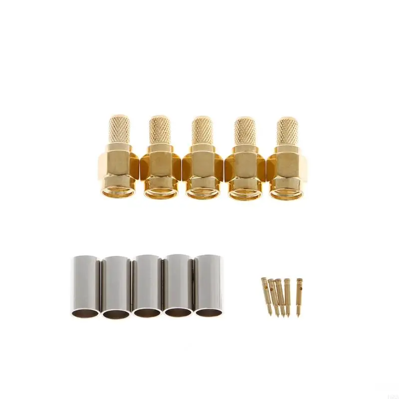 T5EA 5 PCS SMA Male Plug RF Coaxial Connector Crimp for RG58 RG142 RG400 LMR195 RG223