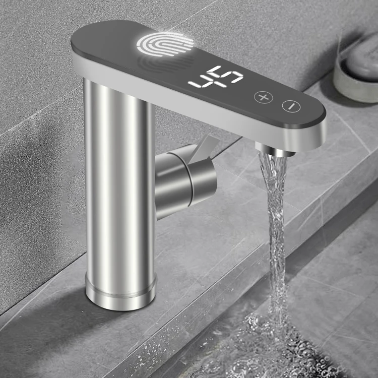 Fudeer Instant Electric Water Heater Faucet 304 Stainless Steel Basin Tankless Hot Cold Water Tap Temperature Adjust 220V 3400W