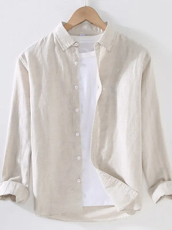 

Loose Fit Men's Linen Long Sve irt Casual Japanese Sle Spring Summer Outfit Cotton Linen Material Ciwalk Faion