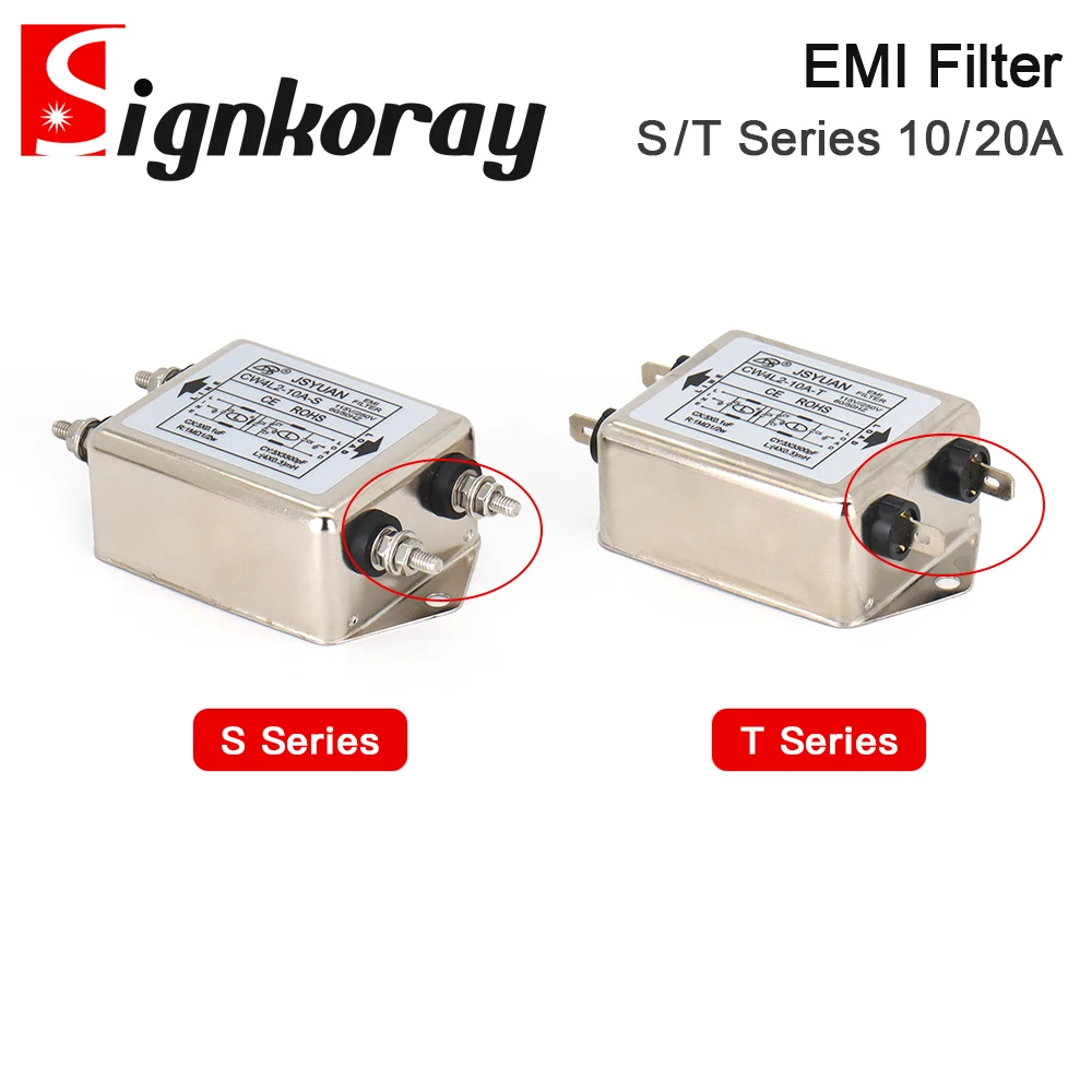 SignkoRay Power EMI Filter CW4L2-10A-T/S CW4L2-20A-T/S Single Phase AC 115V / 250V 20A 50/60HZ