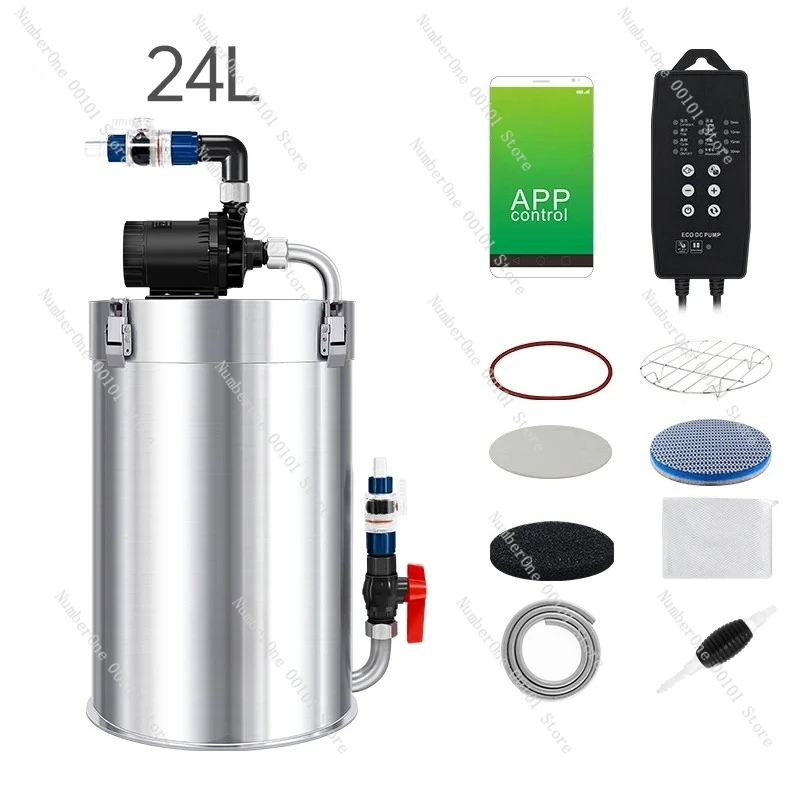 24L Fish tank External Canister Bucket Filter Intelligent App Control Frequency Conversion Ow Noise Wave-making Sound off