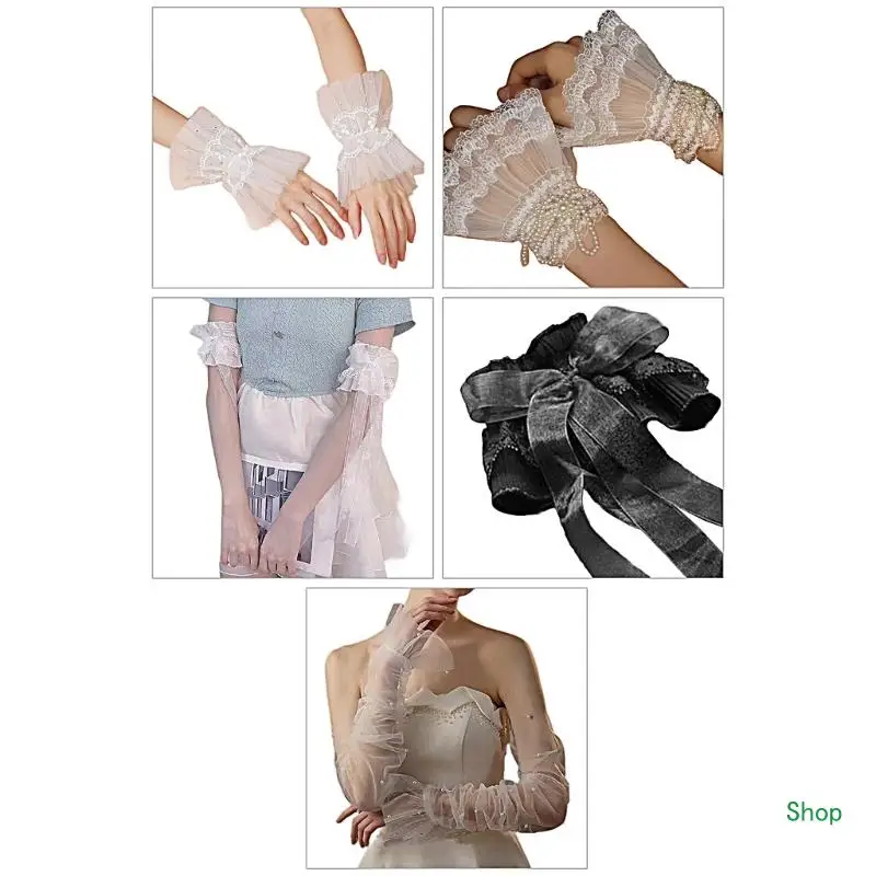 

Dropship Ruffle Lace Faux Sleeves Decorative Flared Sleeves Detachable Shirt Wrist Cuffs Female Cuff Sleeves Elegant Arm Covers