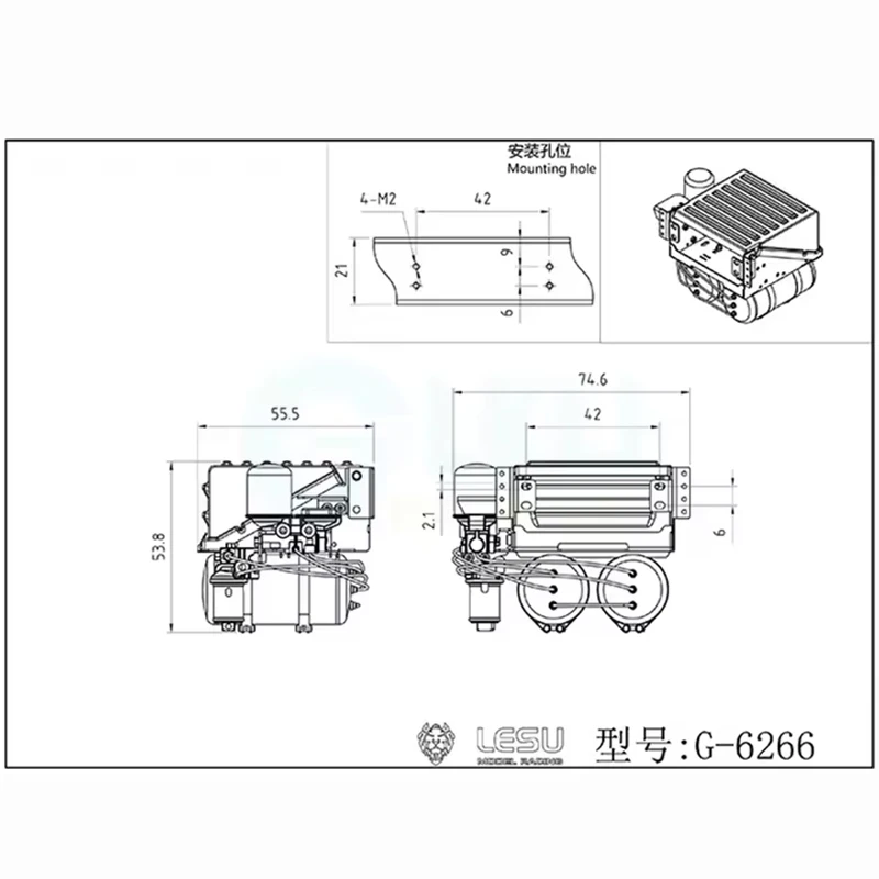 Tamiya 1/14 Truck Model Speelgoed Modderwagen FE/VM Batterij Box Gas Tank G-6266 Modificatie LESU