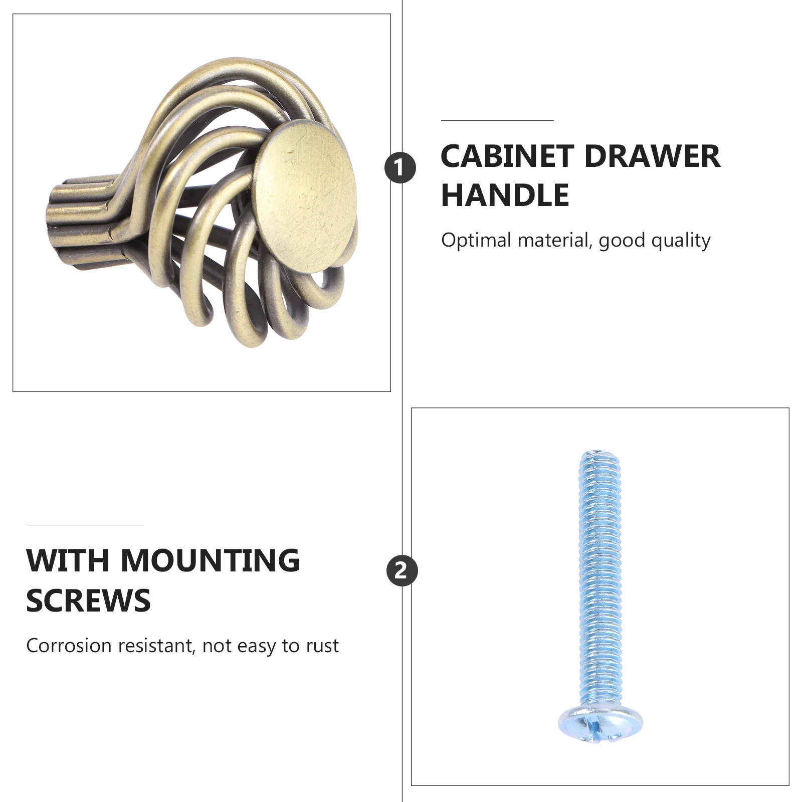 

2Pcs Wardrobe Door Handles Vintage European Style Drawer Pulls Dark Golden Iron-Nickel Alloy Cupboard Knobs for Cabinets