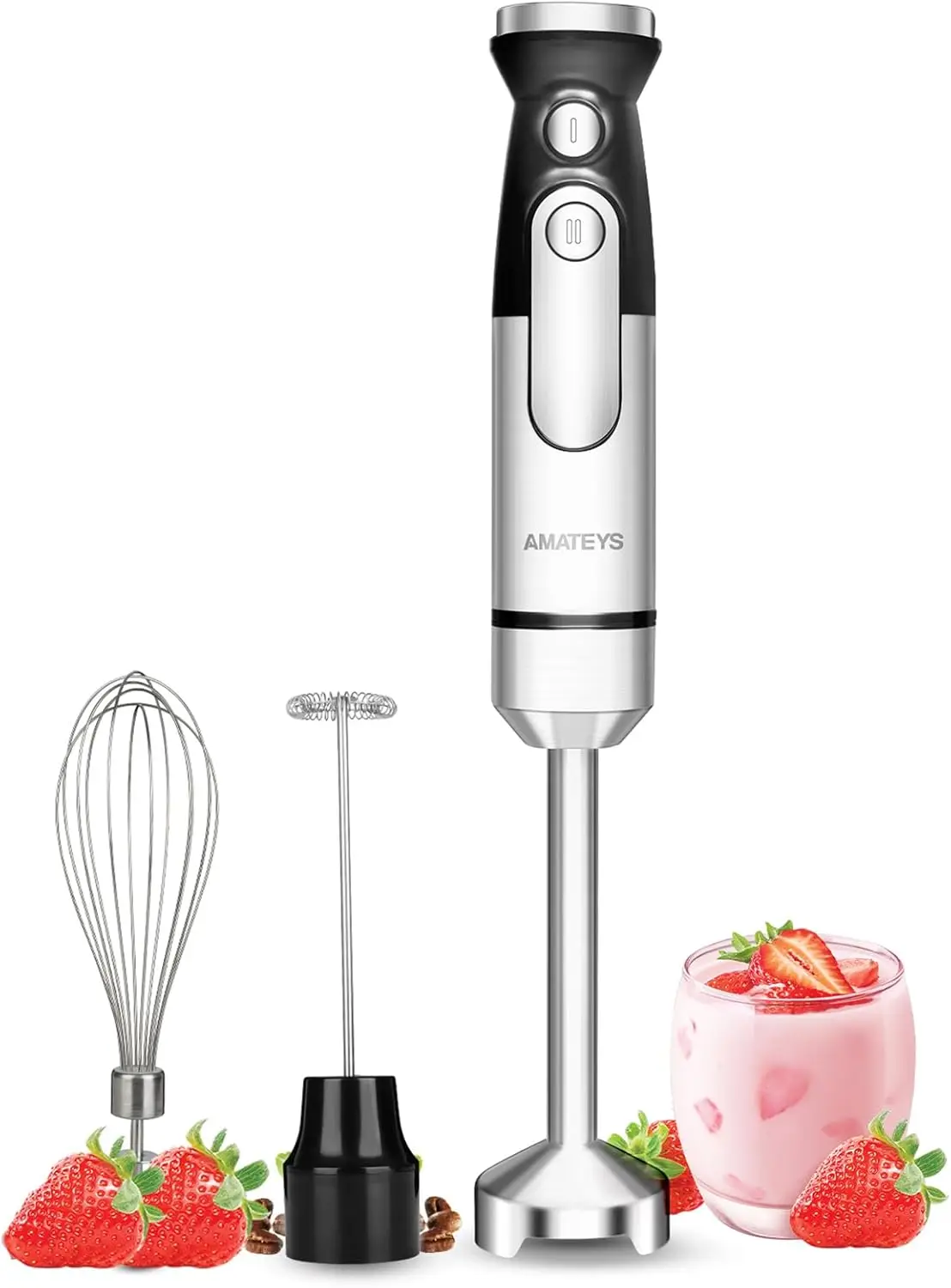 

Handheld Immersion Blender 700W with Variable Speeds, Stainless Steel Stick Blender for Smoothies, Soup Puree, Milk Frother