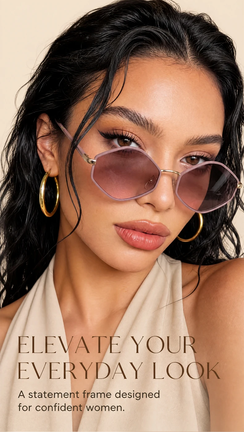 Kleine Sechseckige Punk-Sonnenbrille für Damen 2026 Luxusmarke Klassische Steampunk Polygon-Sonnenbrille für Damen Vintage-Schattierung – Detail 1