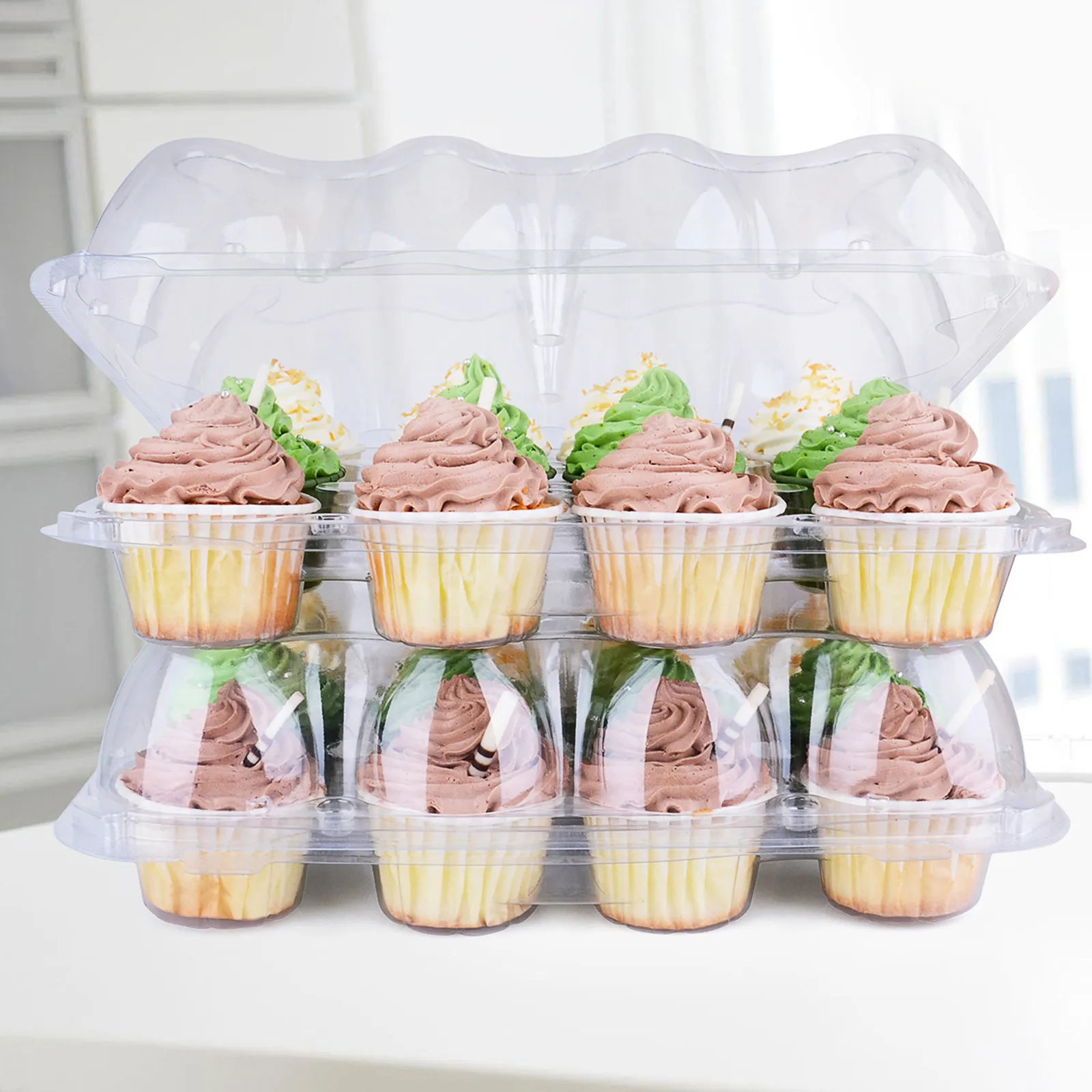 8Pcs Clear Cupcake Wrapping Box Sturdy Stackable Storage Box for Cupcakes Cakes Desserts Perfect for Parties Birthdays Events