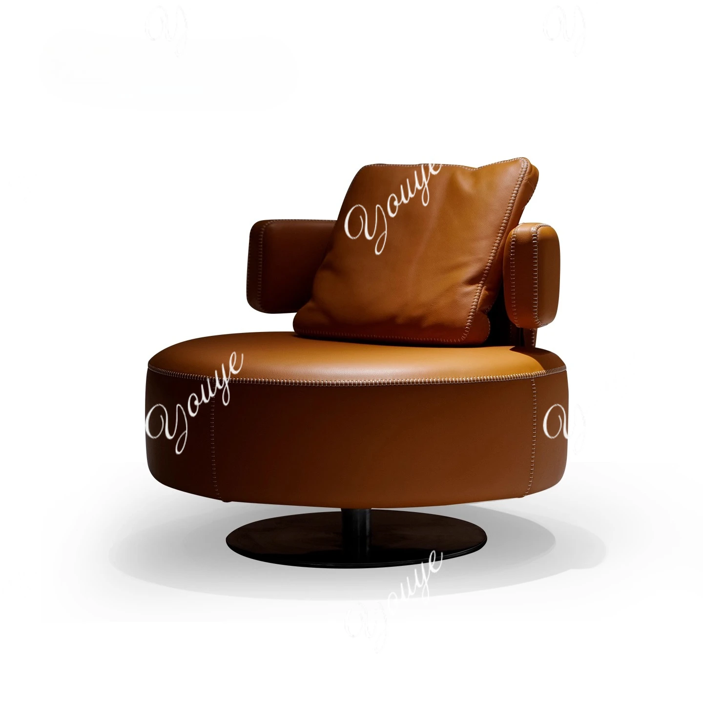Italian minimalist style leisure sofa modern light luxury single chair leather desk chair villa