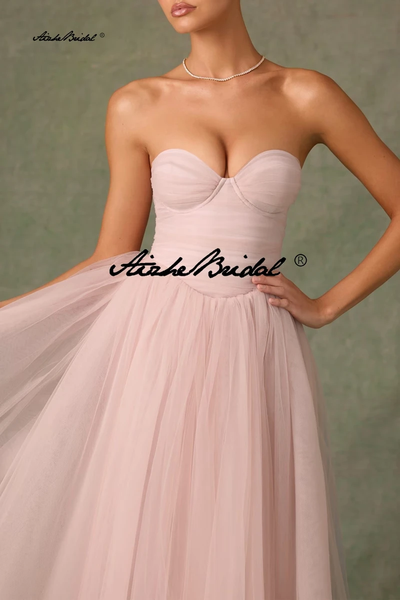 Nuevo Vestido corto negro sin mangas, vestido de tul sin tirantes, vestido de noche largo, cintura imperio hasta el tobillo