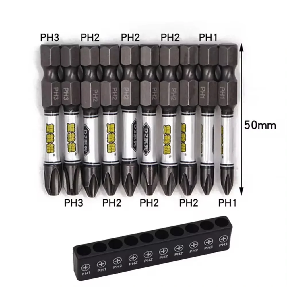 10pcs Security Bit Hexagon Screwdriver Magnetic Bit 1/4 Inch Hex Shank Screw Drivers Set 50mm Length Bits Hex Shanked Anti Slip