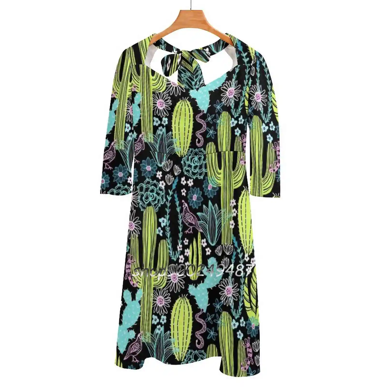 

Sonoran Landscape Evening Party Dresses Midi Sexy Dress Female Sweet One Piece Dress Korean Cactus Sonoran Desert Cacti Saguaro