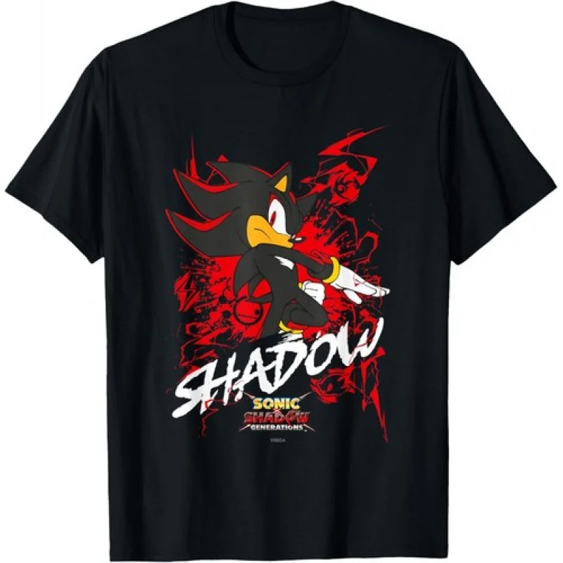 

Shadow The Hedgehog Cartoon gift T-Shirt for man Large size tops Vintage Heroes Sonic printed tee 100% cotton men's clothes