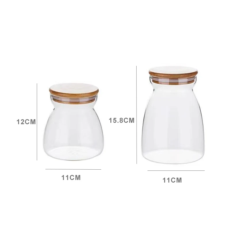 Candy Jar For Tea Leaf Ｎut Spices Glass Bamboo Cover Container Glass Jars With Lids Cookie Jar Kitchen Jars And Lids Wholesale