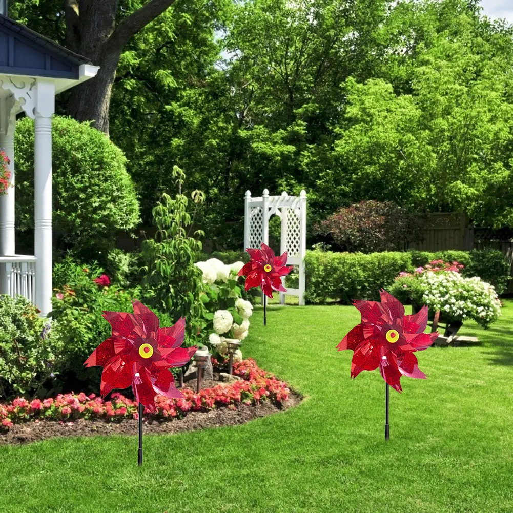 

Extra Sparkly Pinwheel with Stakes Bird Devices Colorful Outdoor Bird Scare Devices for Yard Garden Decor
