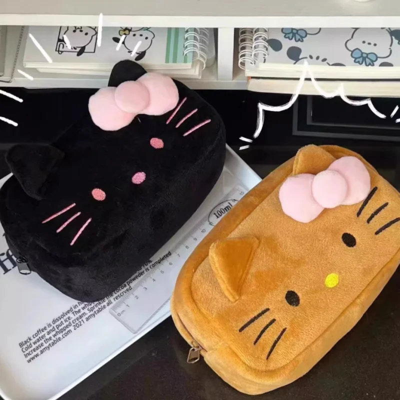 Hello Kitty Plush Bag Anime Sanrio Cosmetic Storage Bags Cute stationery Cartoon Kawaii Pencil Case Girl Birthday Gifts Portable