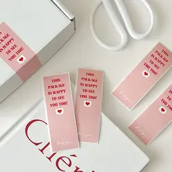 새로운 핑크 직사각형 장식 씰링 라벨, 감사합니다 스티커 데칼, 소매 가방, 3x9cm(1.18x3.54 인치), 롤 당 100 개