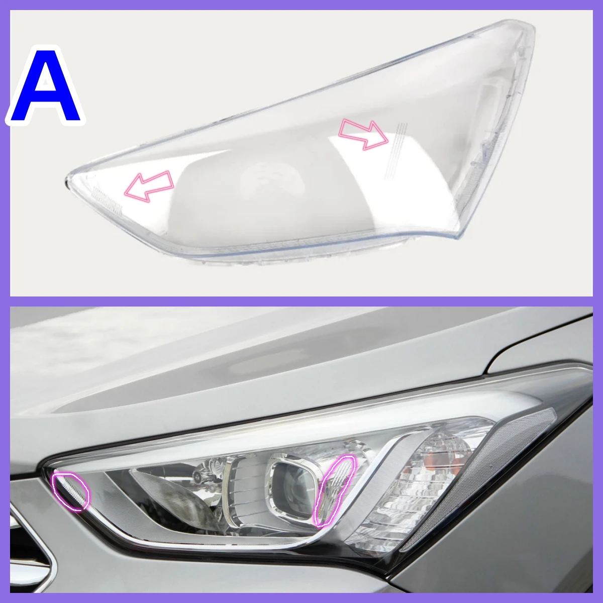 لشركة هيونداي سانتا في IX45 2013 2014 2015 2016 2017 2018 أدوات السيارات استبدال أضواء الكمبيوتر شفافة قذيفة واقية المصباح