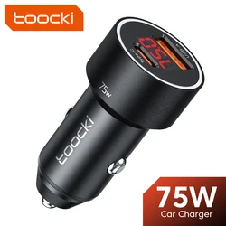 Toocki 75W USB C Charger QC4.0 PD3.0 SCP 5A PD Fast Charging Type C Car Phone Charger For iPhone 14 13 Samsung Xiaomi Huawei