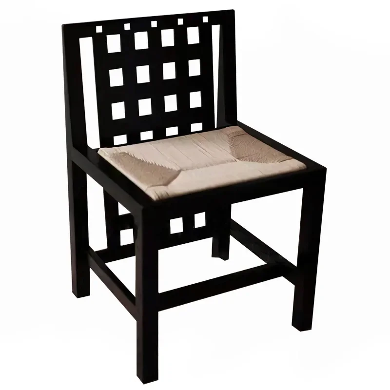Medieval rope weaving home study chair armrest backrest classic retro dining chair