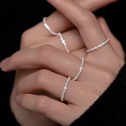 Fashion Silver Color Sparkling Ring for Women Girls Korean Simple Style Versatile Decorative Compact Index Finger Rings Jewelry