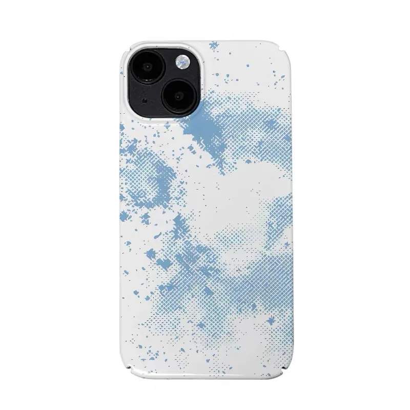 

Ins Korean Ice Blue Snake Skin Art Case for IPhone 16E 15 14 13 Pro Max 12 Mini 11 Pro Plus Shockproof Protective Hard PC Cover