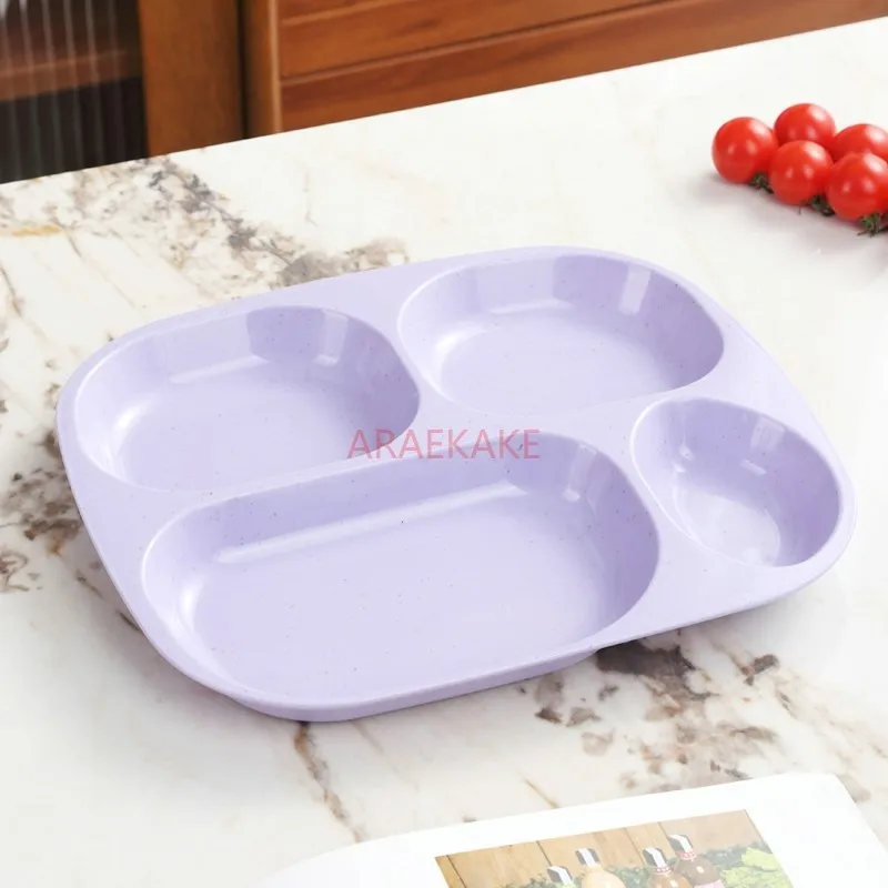 Wheat straw baby household tableware, children's partition plate, baby complementary food four grid plate, anti drop fast food