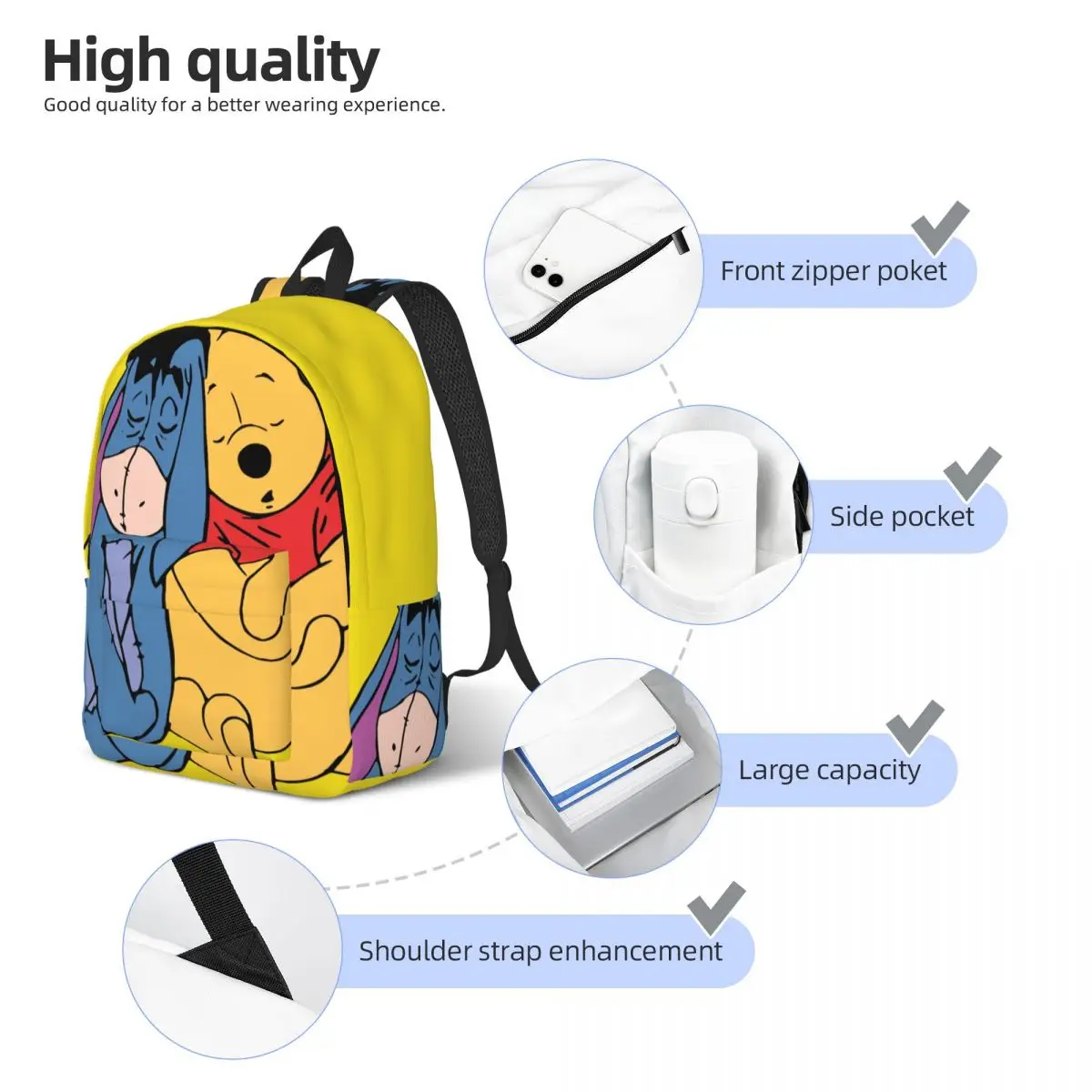 Camping Eeyore Sleep Zipper Closure Super Quality Disney Winnie The Pooh Knapsack Teenager Handbag Gift