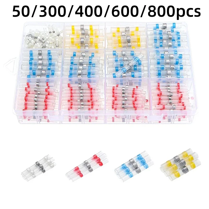 50/300/400/600pcs Solder Seal Wire Heat Shrink Insulated Electrical Wire Terminals CableCrimp Waterproof Automobile