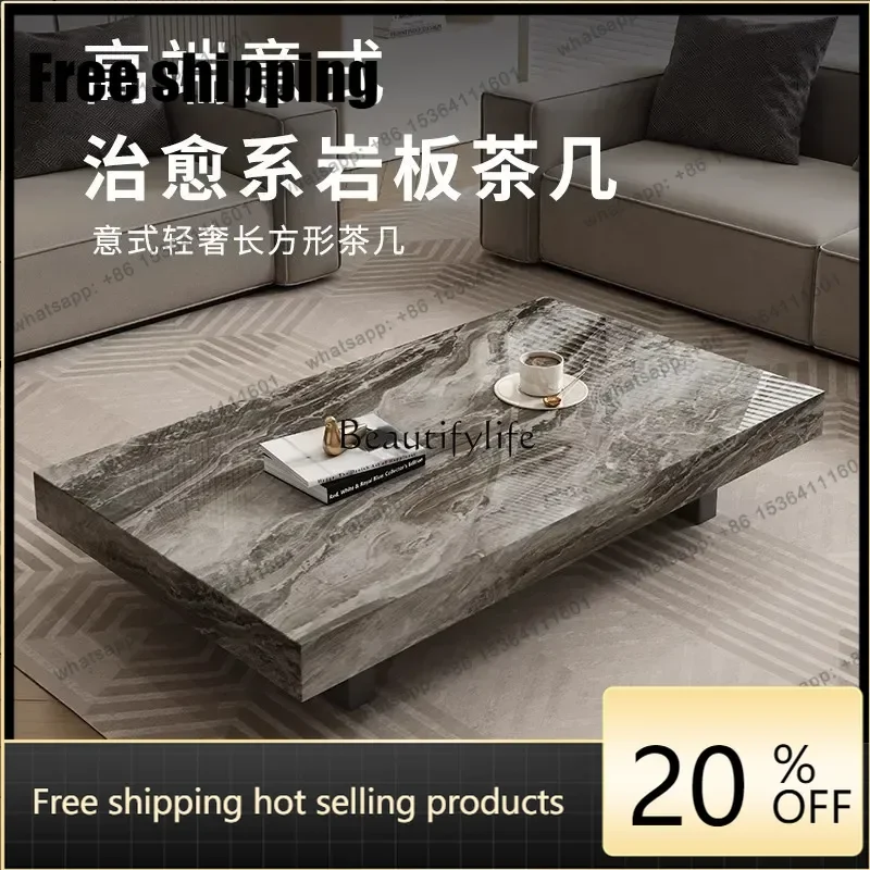 Customizable Marble Rock Slab Coffee Table Living Room Home Simple Modern Light Luxury Rectangular Small Apartment