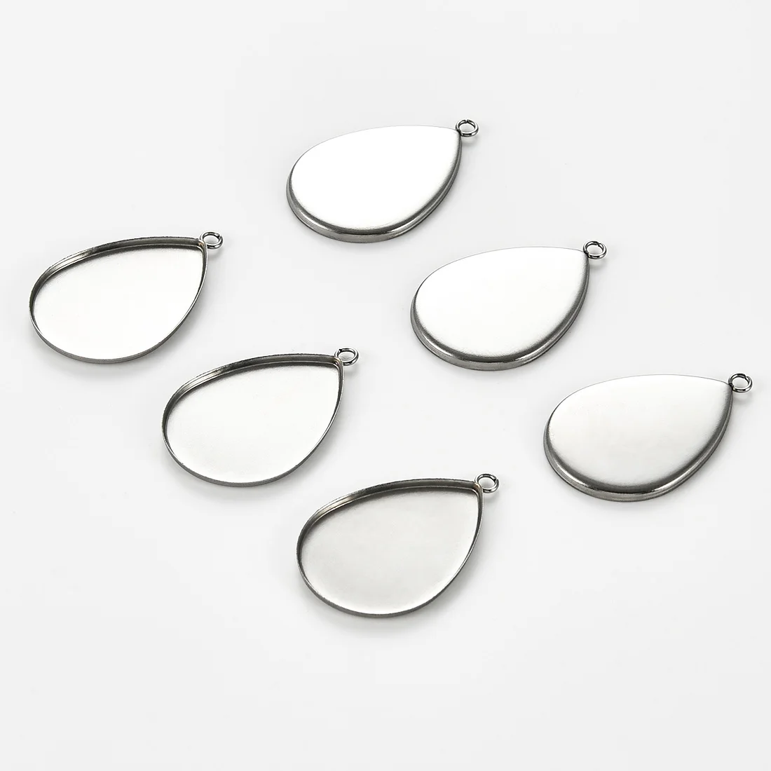 10/20 Piezas de Acero Inoxidable, Bases para Colgantes en Forma de Gota, Dijes para Fotos, Bases de Bisel en Blanco para Cabujones, Accesorios para Fabricación de Joyas DIY