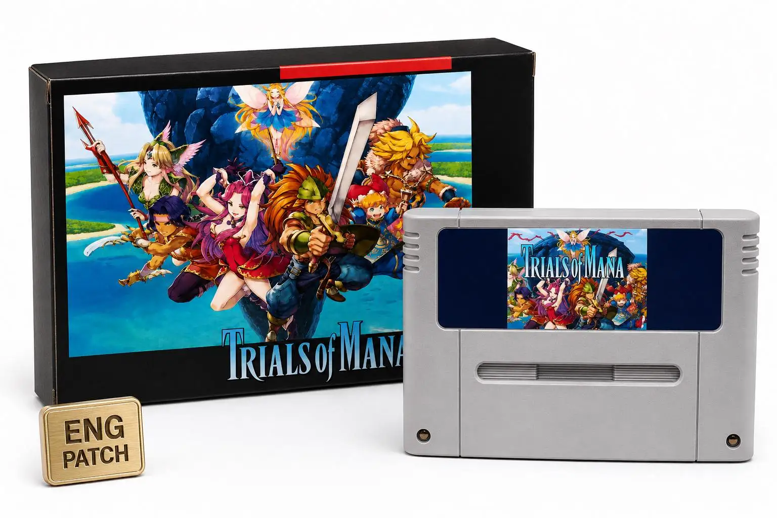 Trials of Manas Premium, Tarjeta de Juego Retro RPG de 16 Bits, Edición en Inglés con Caja, Batería SRAM / Chip FRAM, Cartucho de Ahorro