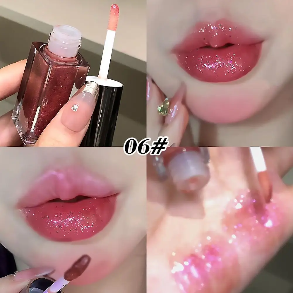 Glitter Shimmer Lip Gloss Water Gloss Mirror Lip Tint Plumping Clear Lip Oil Shining Pearl Liquid Lipstick Makeup
