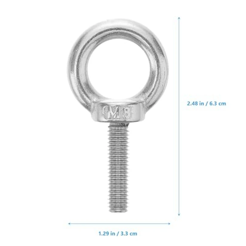 Lifting Shoulder Eyebolts, Mechanical Eyebolt Hooks, M8X30 Shoulder Threaded Eyebolts For Indoor And Outdoor Use Durable ,5 PCS image 6