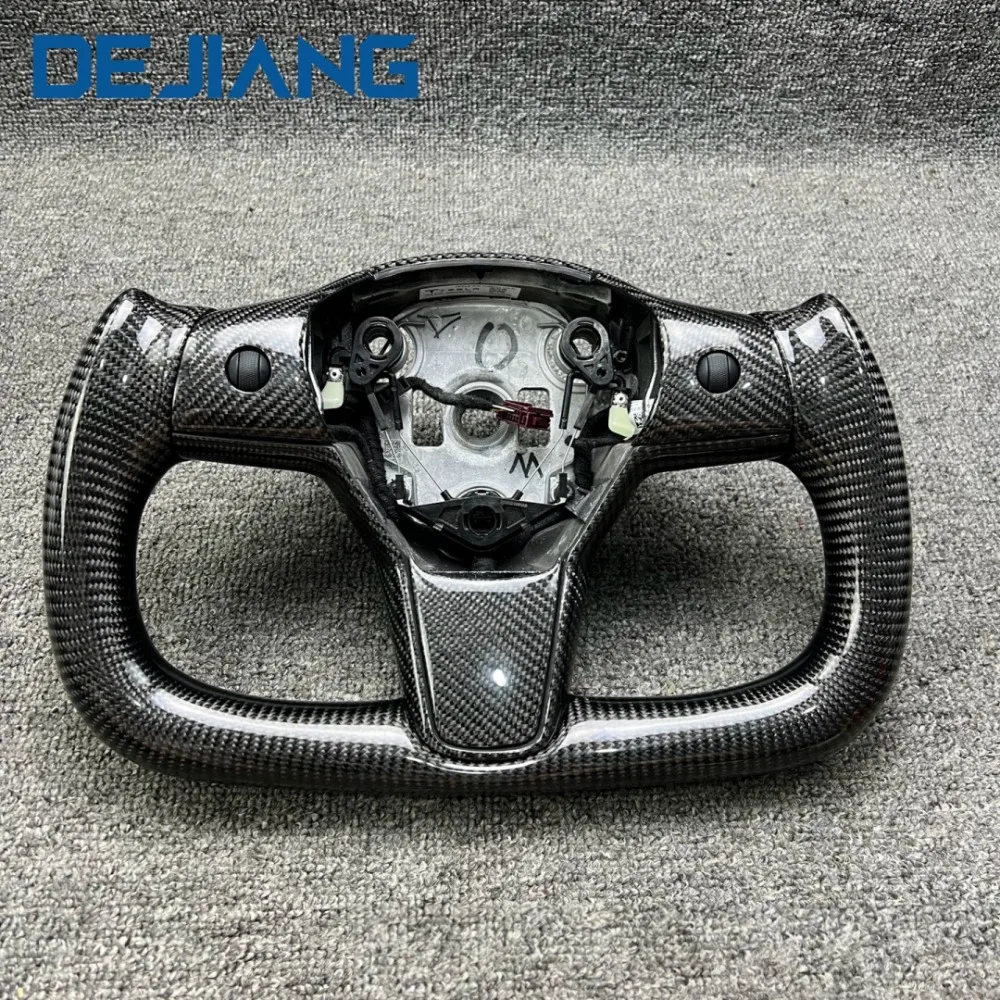 

HOT SALE Modify Customizable Heating Car Steering Wheel Fit for Tesla Model S X Y Model 3 Yoke Upgrade Black Carbon Fiber